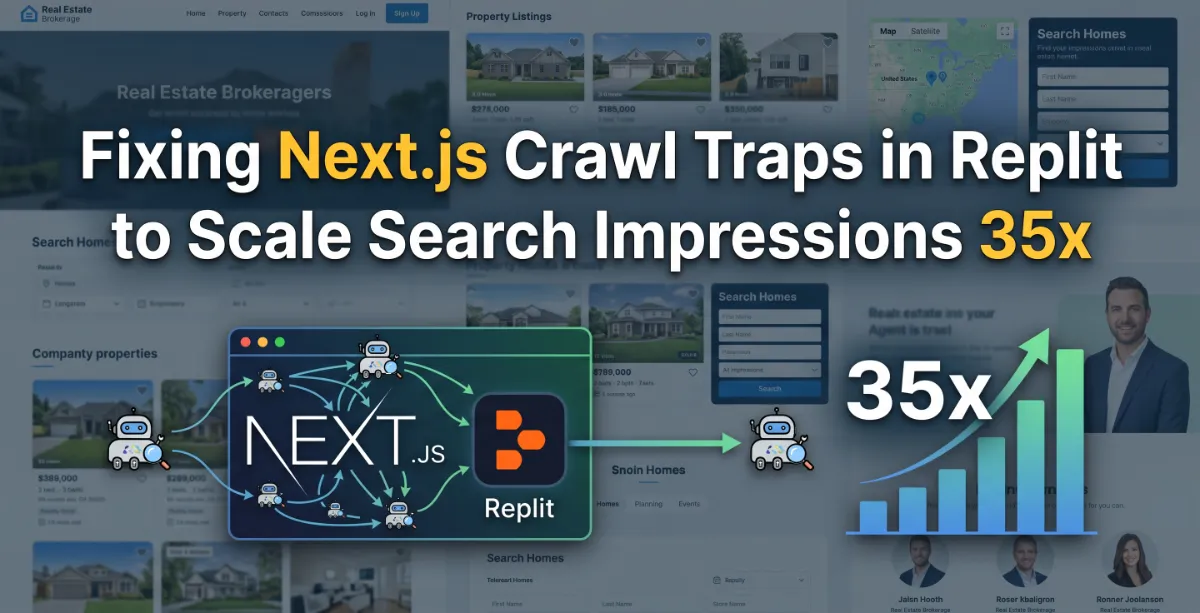 Case Study & Guide: Fixing Next.js Crawl Traps in Replit to Scale Search Impressions 35x